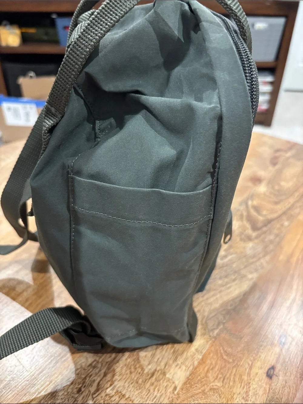 Fjallraven Kånken MINI Backpack - Forest Green with White/Red Logo